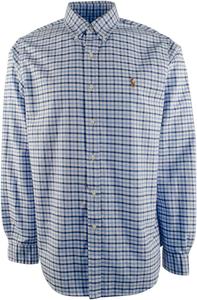 POLO RALPH LAUREN Мужская классическая рубашка Oxford Button Down в клетку Tattersall, Steel Blue