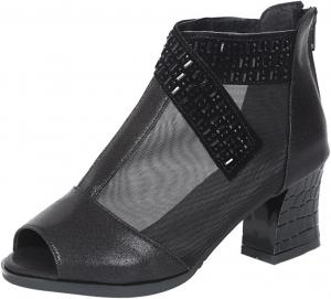 DMGYCK Сексуальные танцевальные туфли на каблуке для женщин с сеткой, вечерние праздничные сандалии, ботильоны с открытым носком