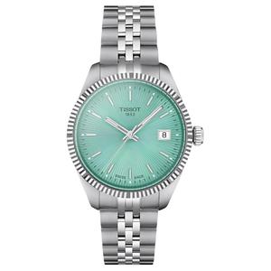 TISSOT Часы Treasure Ring Series Quartz Movement Women's Watch Watch 34mm Green Dial Stainless Steel Case Steel Strap, Green Dial