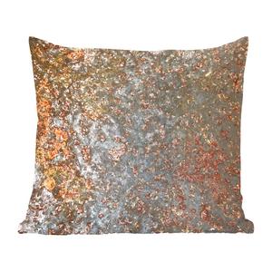 MuchoWow Декоративная подушка Диванная подушка Декоративная подушка для гостиной 60 x 60 см Рыжий - Металл - Винтаж - Серый - Абстракция - Наволочка - Хлопковая ткань - Декоративные наволочки