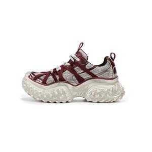 Женские кроссовки с низким верхом и массивной подошвой, устойчивые к истиранию ST&SAT, Dark Red
