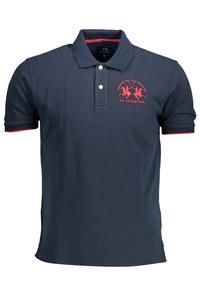 Мужская рубашка-поло La Martina с коротким рукавом и красным логотипом, синий