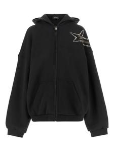 Толстовка на молнии с капюшоном, украшенная звездами We11done, черный