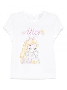 Monnalisa футболка Alice из коллаборации с Disney, белый