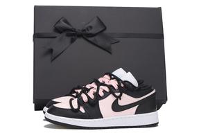 Jordan Air 1 LOW Cushioning, Wear Resistant низкие детские баскетбольные кроссовки Black Pink для подростков