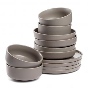 Набор посуды ROMA, набор посуды, 12 предметов, подходит для мытья в посудомоечной машине Leonardo, серо-коричневый