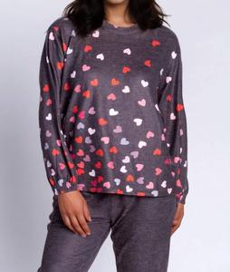 Топ с длинным рукавом для отдыха Kiss Me Goodnight - Plus в шиферном цвете PJ Salvage, Slate