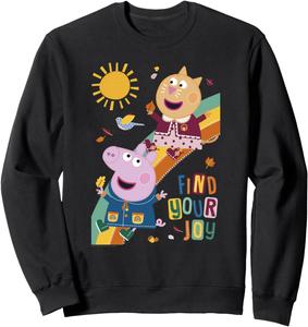 Свинка Пеппа: Найди свою радость. Пеппа и Кэнди скользят вниз по радуге. Толстовка Peppa Pig, черный