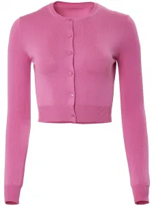 Укороченный кардиган из смесового шелка Carolina Herrera, розовый