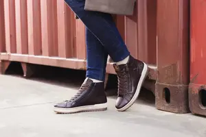 Ботинки Remonte на шнуровке, платформа, ботильоны на шнуровке, ботинки в стиле краш, коричневый