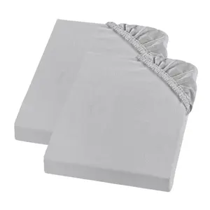 Простыня на резинке из тонкой фланели, комплект из 2 шт., 100 х 200 см, серая, 100% хлопок, для матрасов высотой до 23 см, для сна sleepling