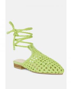 Женские сабо TUTSI на плоской подошве с сотовой тканью и завязками ручной работы Rag & Co, зеленый