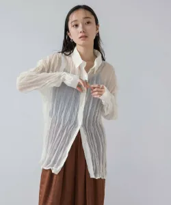 Прозрачная рубашка с эффектом мятой ткани Jeanasis, цвет Ivory(08)