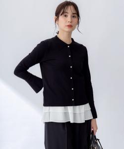 Вязаная рубашка-поло с расклешенными рукавами Suite, цвет Black [005]