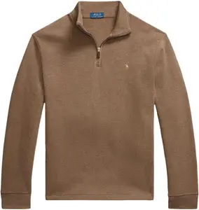 POLO RALPH LAUREN Мужской классический свитер-пуловер Estate-Rib с застежкой-молнией на четверть, Rl Cedar Brown Heather