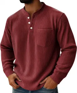 Классическая рубашка из вельвета для мужчин Casual Long Sleeve Loose Fit