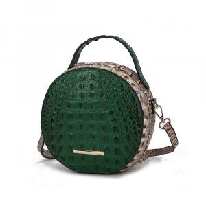 Ynnari Женская круглая шикарная сумка через плечо с тиснением под крокодила и верхней ручкой MKF Collection By Mia K., зеленый
