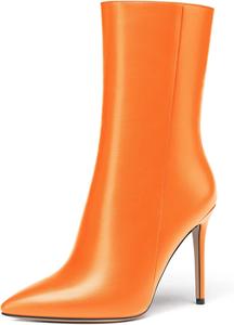 Женские ботильоны WAYDERNS с острым носком, на молнии, узкий силуэт, матовые, на шпильке, 4 дюйма, Orange