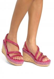 Босоножки на танкетке DE Y SIN CIERRE - Espadrilles Alma en Pena, цвет Fucsia Jaspeado