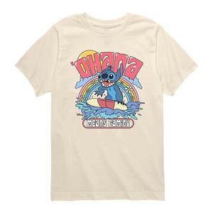 Футболка с принтом Lilo & Stitch Ohana Means Family для мальчиков 8-20 Disney, Cream