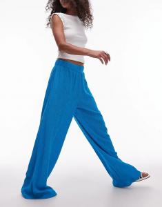 Текстурированные брюки Topshop широкого кроя в цвете кобальтово-синий