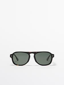 Солнцезащитные очки-авиаторы Massimo Dutti, коричневый