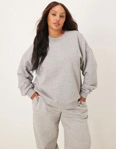 Толстовка Curve Ultimate с начесом сзади ASOS DESIGN в цвете «меланжевый серый» Asos Curve