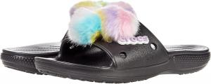 Crocs Women's Classic Marbled Tie-Dye Slides, черный