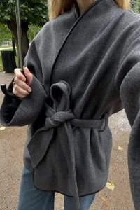 Короткое пальто с контрастной окантовкой Na-Kd, Grey