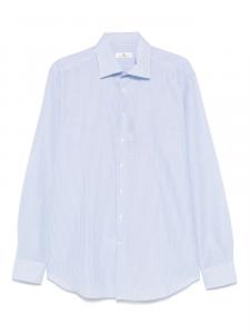 Scabal рубашка из смесового льна, синий