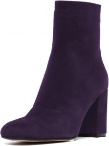 Женские ботильоны Miss Left с массивным высоким каблуком, круглым носом, молнией сзади, стильные, повседневные, для вечеринок, удобные, короткие, размер 4-16 US, Purple