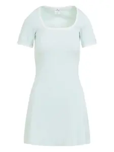Платье с квадратным вырезом и логотипом Courrèges, синий