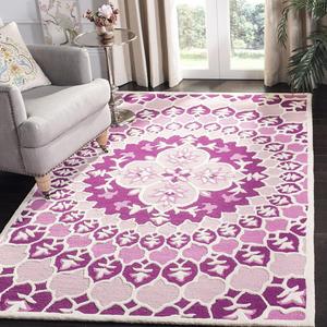 Ковер SAFAVIEH, 92 x 153 см, Bellagio Collection, Pink & Ivory, ручной работы, медальон, шерсть, идеален для помещений с высокой проходимостью: прихожая, гостиная, спальня (BLG610A)