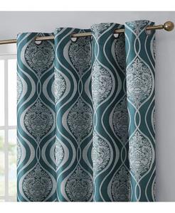 Montero Damask 100% полное затемнение, теплоизоляция, энергоэффективность, блокирующая тепло/холод, втулка, тяжелые шторы, драпировочные панели для гостиной, 2 панели HLC.me, синий