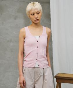 Прозрачная ребристая майка из хлопка и модала с иглопрокалыванием Colony 2139, цвет Pink