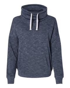 Женская флисовая меланжевая толстовка с воротником-хомут J. America, темно-синий