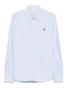 Рубашка с вышитым логотипом Ami Paris, синий