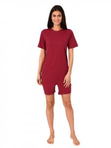 Трусы NORMANN Pflegeoverall kurzarm Reißverschluss Rücken und Bein, цвет beere