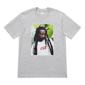 Футболка ss19 buju banton tee reggae character printing short sleeve gray Supreme, серый