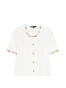 Декорированный кардиган с короткими рукавами Maje, белый