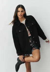 Летняя куртка-рубашка из букле, укороченная по фигуре. Next, Black