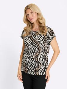 Рубашка с короткими рукавами цвета слоновой кости и черным принтом Sieh an!