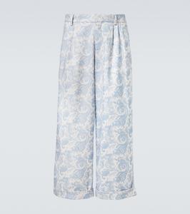Широкие брюки из хлопковой смесовой ткани с принтом Commas, светло-синий