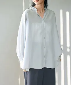 Блузка-скиппер из полиэстеровой вуали с присборенной спинкой Coen, цвет Lt.Gray