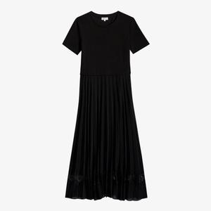 Хлопковое платье миди Telie со складками Claudie Pierlot, черный