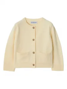 Кардиган с нашивкой в клетку Burberry Kids, бежевый