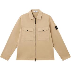 STONE ISLAND Застёгивающаяся на молнию рубашка-куртка с нашивкой компас, Khaki