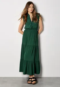 Длинное платье с v-образным вырезом и оборками Apricot, Green