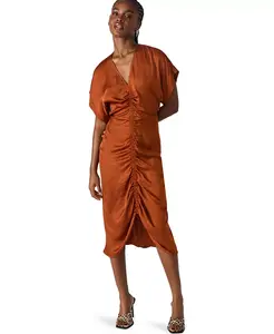 Женское платье Aimee с V-образным вырезом и сборками спереди Steve Madden, коричневый