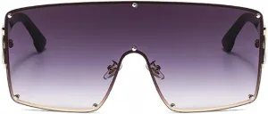 Солнцезащитные очки Melrose Oversized Square Punk One-pieces Mask Sunglasses Women Big Frame Luxury Vintage Shield Sun Glasses For Lady 2206, Grey